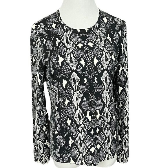 J. McLaughlin Sweaters - J McLaughlin Black and White Snakeskin Print Cardigan Sweater M